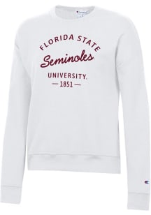 Champion Florida State Seminoles Womens White Powerblend Crew Sweatshirt