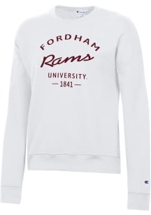Champion Fordham Rams Womens White Powerblend Crew Sweatshirt