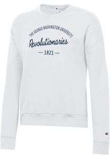 Champion George Washington Revolutionaries Womens White Powerblend Crew Sweatshirt