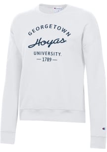 Champion Georgetown Hoyas Womens White Powerblend Crew Sweatshirt