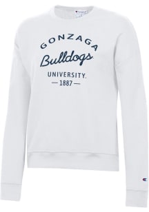 Champion Gonzaga Bulldogs Womens White Powerblend Crew Sweatshirt