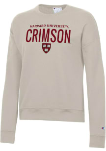 Champion Harvard Crimson Womens Brown Powerblend Crew Sweatshirt