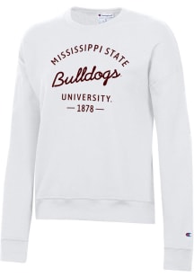 Champion Mississippi State Bulldogs Womens White Powerblend Crew Sweatshirt