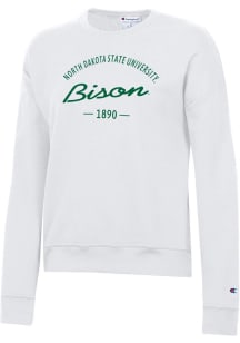 Champion North Dakota State Bison Womens White Powerblend Crew Sweatshirt