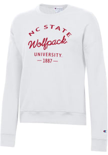 Champion NC State Wolfpack Womens White Powerblend Crew Sweatshirt