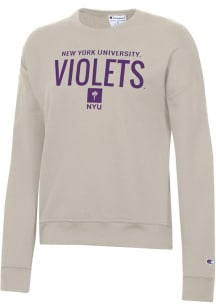 Champion NYU Violets Womens Brown Powerblend Crew Sweatshirt