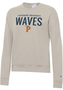 Champion Pepperdine Waves Womens Brown Powerblend Crew Sweatshirt