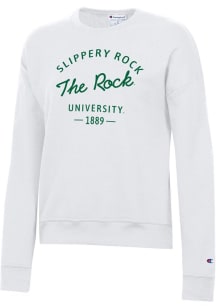 Champion Slippery Rock Womens White Powerblend Crew Sweatshirt