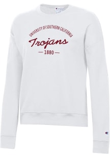 Champion USC Trojans Womens White Powerblend Crew Sweatshirt