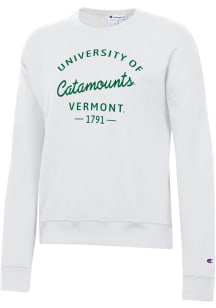 Champion Vermont Catamounts Womens White Powerblend Crew Sweatshirt