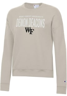 Champion Wake Forest Demon Deacons Womens Brown Powerblend Crew Sweatshirt
