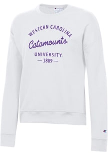Champion Western Carolina Womens White Powerblend Crew Sweatshirt