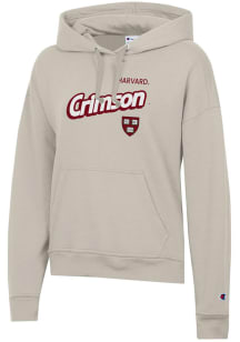 Champion Harvard Crimson Womens Brown Powerblend Hooded Sweatshirt