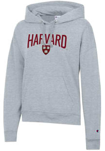 Champion Harvard Crimson Womens Grey Powerblend Hooded Sweatshirt