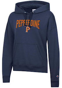 Champion Pepperdine Waves Womens Navy Blue Powerblend Hooded Sweatshirt
