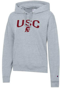 Champion USC Trojans Womens Grey Powerblend Hooded Sweatshirt