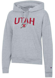 Champion Utah Utes Womens Grey Powerblend Hooded Sweatshirt