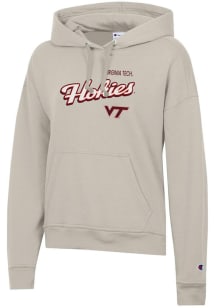 Champion Virginia Tech Hokies Womens Brown Powerblend Hooded Sweatshirt