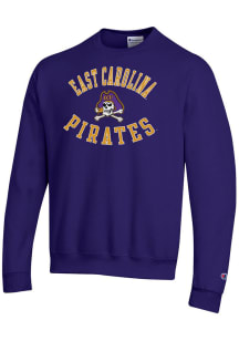 Champion East Carolina Pirates Mens Purple Powerblend Long Sleeve Crew Sweatshirt