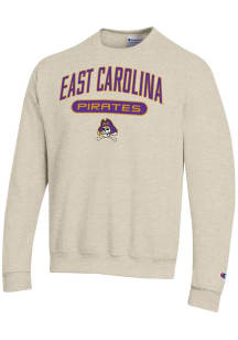 Champion East Carolina Pirates Mens Brown Powerblend Long Sleeve Crew Sweatshirt