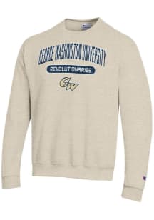 Champion George Washington Revolutionaries Mens Brown Powerblend Long Sleeve Crew Sweatshirt