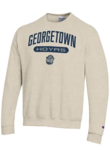 Champion Georgetown Hoyas Mens Brown Powerblend Long Sleeve Crew Sweatshirt