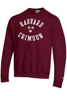 Champion Harvard Crimson Mens Red Powerblend Long Sleeve Crew Sweatshirt