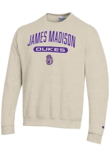 Champion James Madison Dukes Mens Brown Powerblend Long Sleeve Crew Sweatshirt