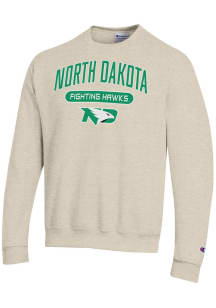 Champion North Dakota Fighting Hawks Mens Brown Powerblend Long Sleeve Crew Sweatshirt