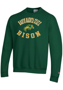 Champion North Dakota State Bison Mens Green Powerblend Long Sleeve Crew Sweatshirt