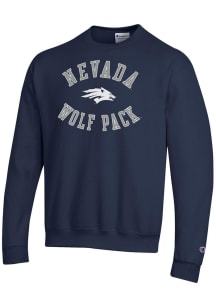 Champion Nevada Wolf Pack Mens Blue Powerblend Long Sleeve Crew Sweatshirt