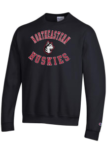 Champion Northeastern Huskies Mens Black Powerblend Long Sleeve Crew Sweatshirt