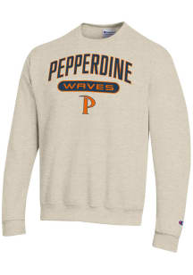 Champion Pepperdine Waves Mens Brown Powerblend Long Sleeve Crew Sweatshirt