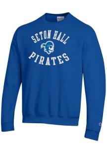 Champion Seton Hall Pirates Mens Blue Powerblend Long Sleeve Crew Sweatshirt