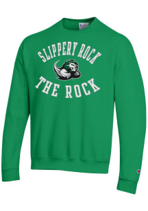 Champion Slippery Rock Mens Green Powerblend Long Sleeve Crew Sweatshirt