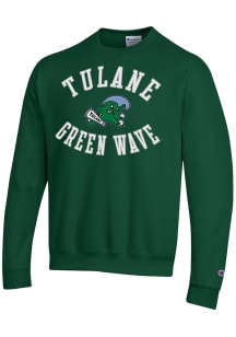 Champion Tulane Green Wave Mens Green Powerblend Long Sleeve Crew Sweatshirt