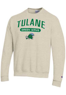 Champion Tulane Green Wave Mens Brown Powerblend Long Sleeve Crew Sweatshirt