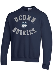 Champion UConn Huskies Mens Blue Powerblend Long Sleeve Crew Sweatshirt