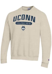 Champion UConn Huskies Mens Brown Powerblend Long Sleeve Crew Sweatshirt
