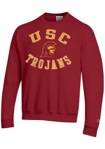 Champion USC Trojans Mens Red Powerblend Long Sleeve Crew Sweatshirt