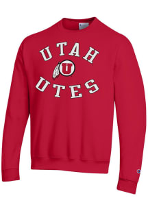 Champion Utah Utes Mens Red Powerblend Long Sleeve Crew Sweatshirt