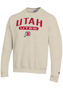 Champion Utah Utes Mens Brown Powerblend Long Sleeve Crew Sweatshirt