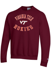 Champion Virginia Tech Hokies Mens Red Powerblend Long Sleeve Crew Sweatshirt