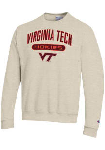 Champion Virginia Tech Hokies Mens Brown Powerblend Long Sleeve Crew Sweatshirt