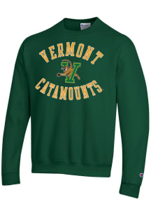 Champion Vermont Catamounts Mens Green Powerblend Long Sleeve Crew Sweatshirt