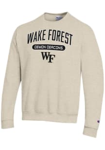 Champion Wake Forest Demon Deacons Mens Brown Powerblend Long Sleeve Crew Sweatshirt