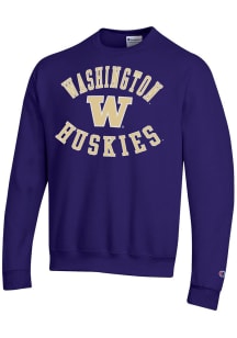 Champion Washington Huskies Mens Purple Powerblend Long Sleeve Crew Sweatshirt