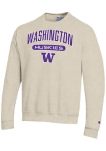 Champion Washington Huskies Mens Brown Powerblend Long Sleeve Crew Sweatshirt