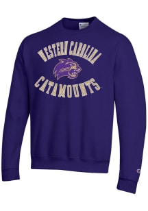 Champion Western Carolina Mens Purple Powerblend Long Sleeve Crew Sweatshirt