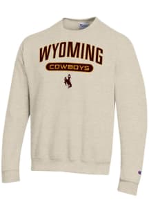 Champion Wyoming Cowboys Mens Brown Powerblend Long Sleeve Crew Sweatshirt